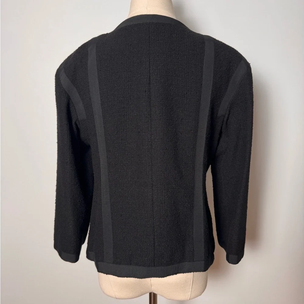 Chanel 2013 Black Cotton Tweed 3/4 Sleeve Jacket – Size 40